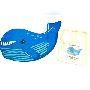 Artisan Maple Landmark Handmade in USA Painted Wooden Puzzle Sperm Whale Blue